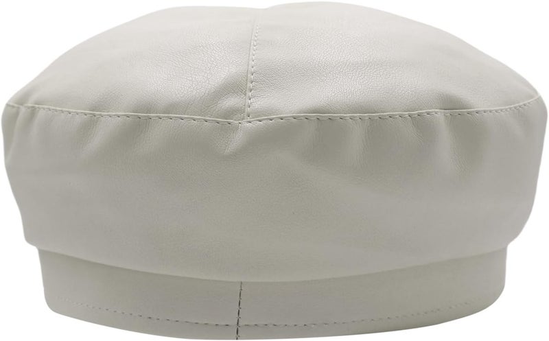 MINGSEECESS Women PU Leather French Black Beret Hat Causal Beanie Hat - Image 5